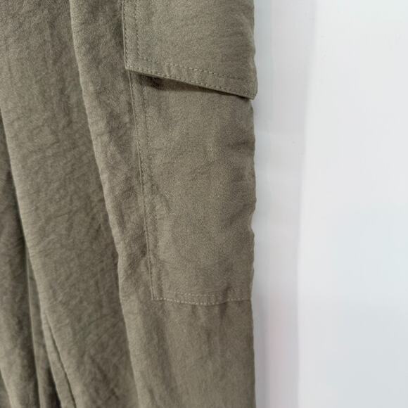 Chicos Casual Soft Utility Ankle Pants Women 4 Olive Green Belted Elastic Waist - Picture 6 of 9